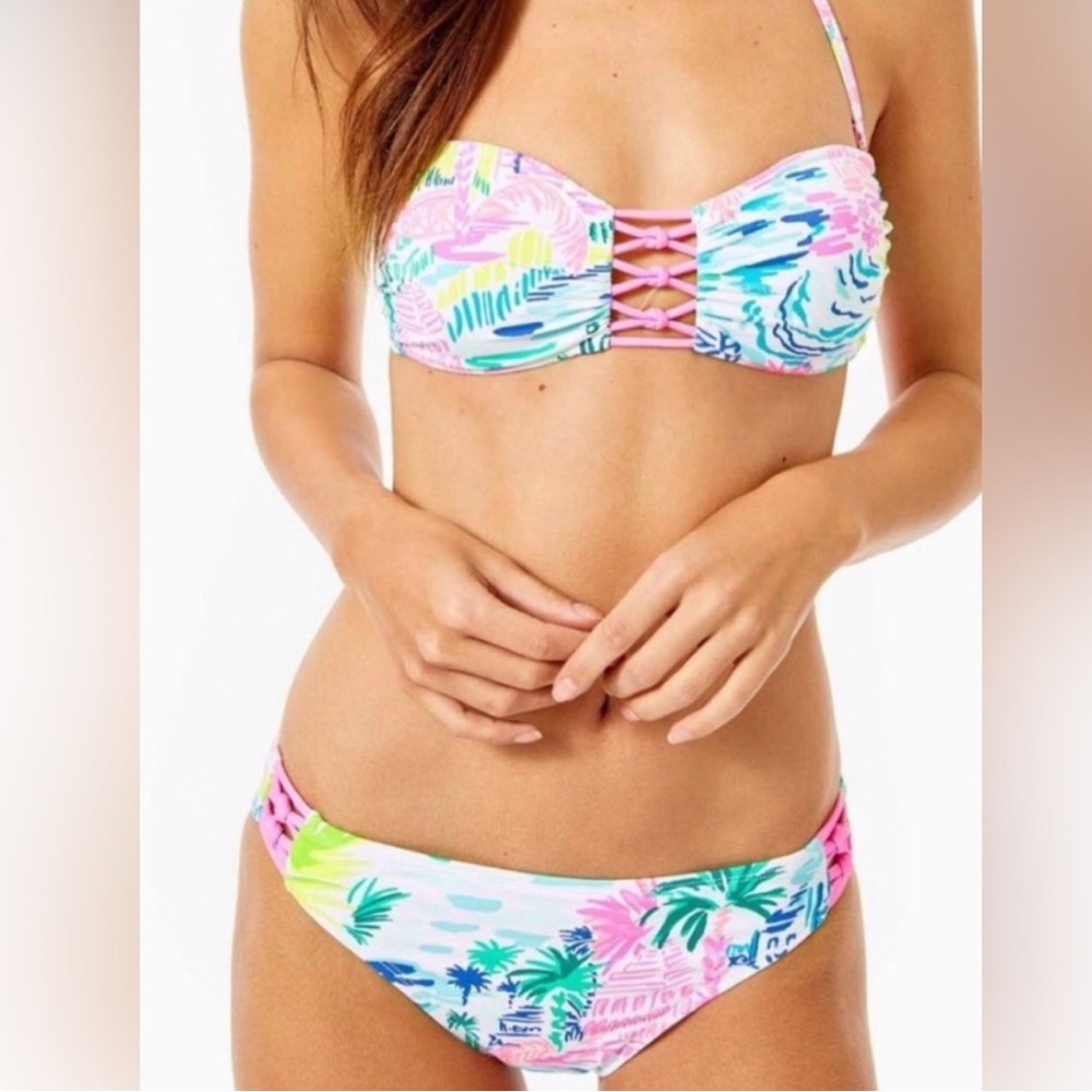 Lilly Pulitzer Two Piece Bandeau Swimsuit  Multi Private Island Size 2